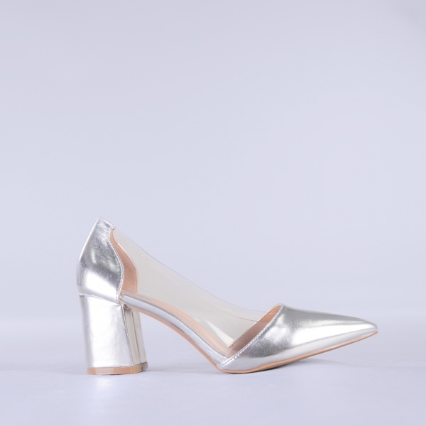 Pantofi dama cu toc Paris argintii, 5 - Kalapod.net
