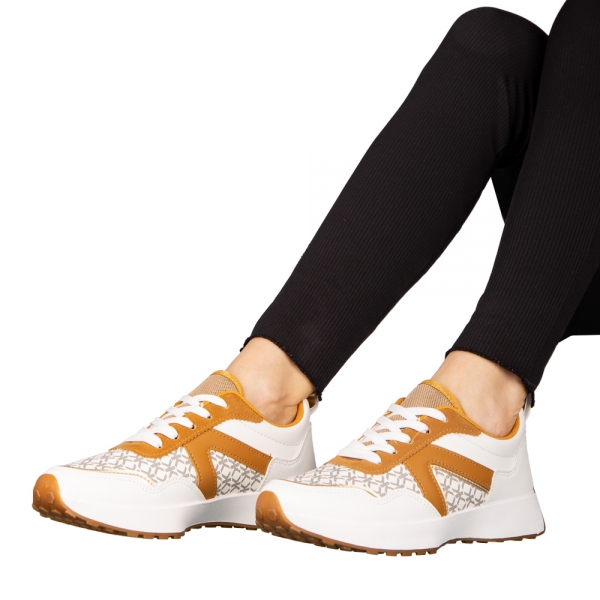Pantofi sport dama albi din piele ecologica Mirafa, 5 - Kalapod.net