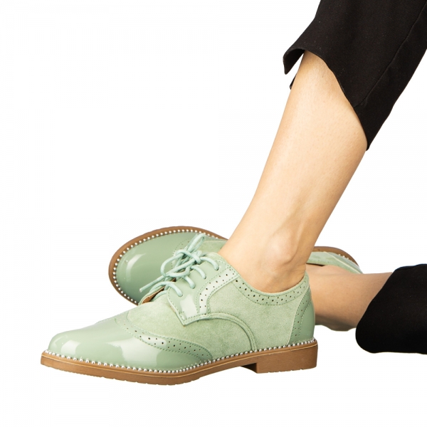 Pantofi dama casual fara toc din piele ecologica verzi Bergo, 6 - Kalapod.net