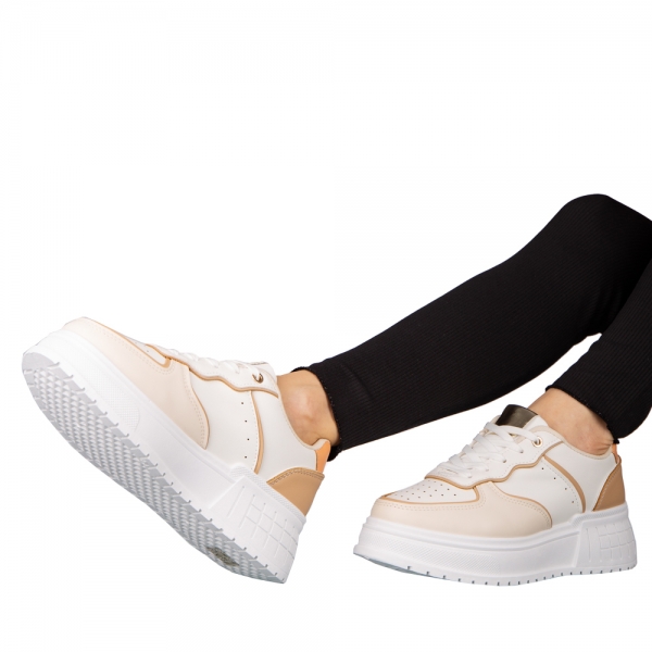 Pantofi sport dama bej din piele ecologica Orozo, 5 - Kalapod.net