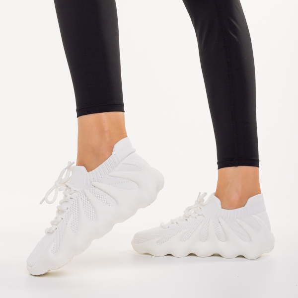 Pantofi sport dama albi din material textil Dioma, 6 - Kalapod.net