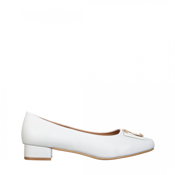 Pantofi dama cu toc albi din piele ecologica Francess, 2 - Kalapod.net