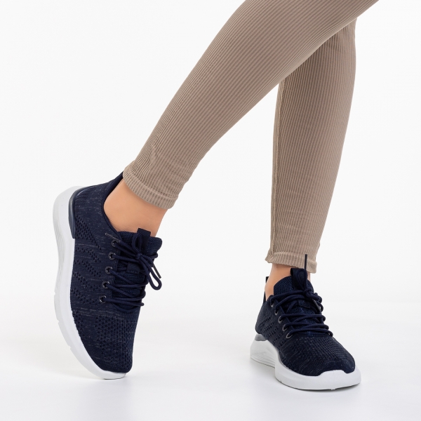 Pantofi sport dama albastri din material textil Thiago, 3 - Kalapod.net
