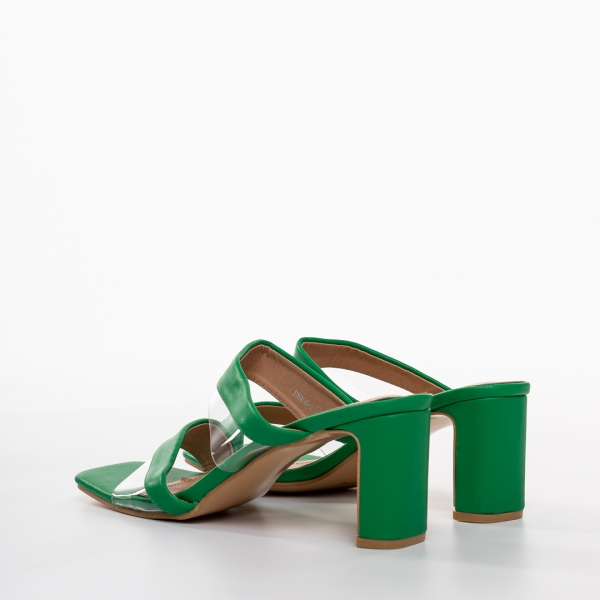 Papuci dama cu toc verzi din piele ecologica Cameron, 3 - Kalapod.net
