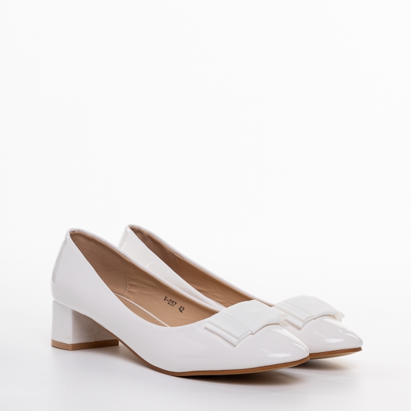 Pantofi dama cu toc albi din piele ecologica Grayson, 4 - Kalapod.net