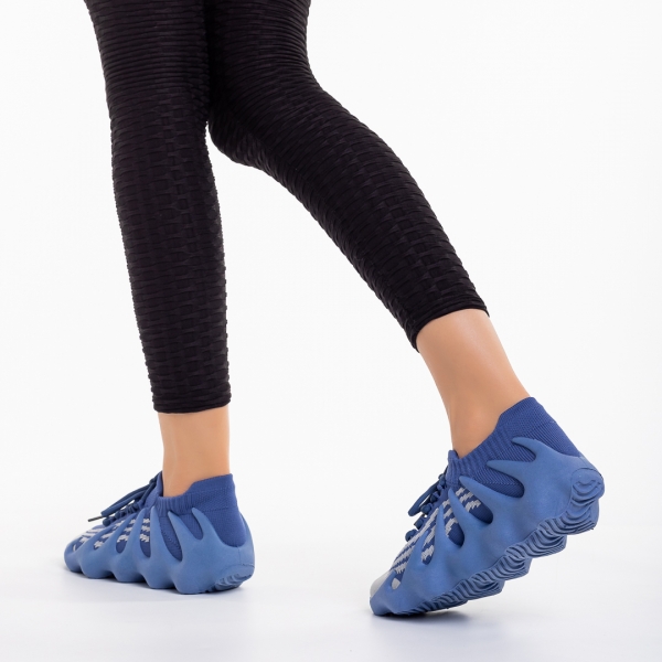 Pantofi sport dama albastri din material textil Nelly, 4 - Kalapod.net