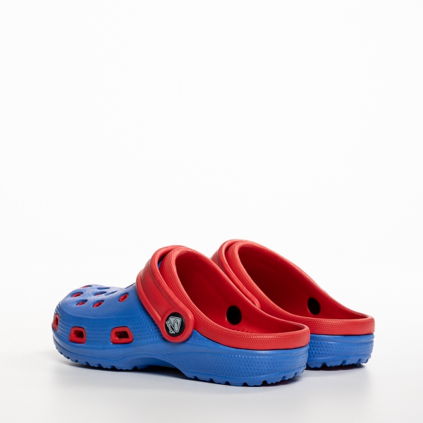 Papuci copii albastri cu rosu din material sintetic Ibrahim, 3 - Kalapod.net
