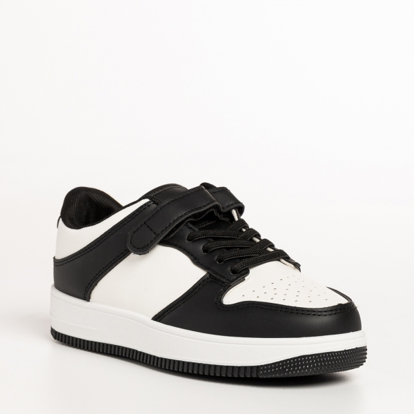 Pantofi sport copii negri cu alb din piele ecologica Neal - Kalapod.net