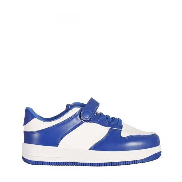 Pantofi sport copii albastri cu alb din piele ecologica Neal, 2 - Kalapod.net