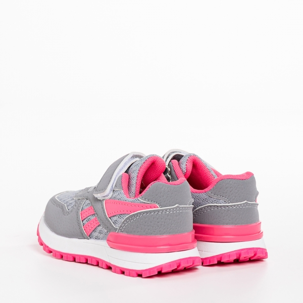 Pantofi sport copii gri cu roz din material textil Venetta, 4 - Kalapod.net