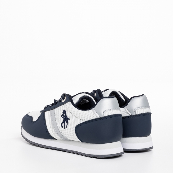 Pantofi sport copii albi cu albastru din material textil Lear, 4 - Kalapod.net