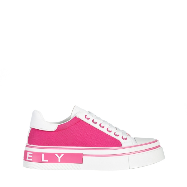 Pantofi sport dama albi cu roz din piele ecologica si material textil Calandra, 2 - Kalapod.net