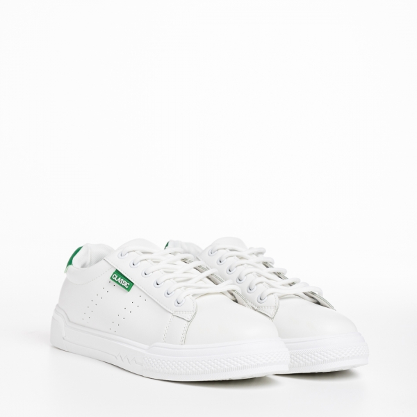 Pantofi sport dama albi cu verde din piele ecologica Ruba, 3 - Kalapod.net