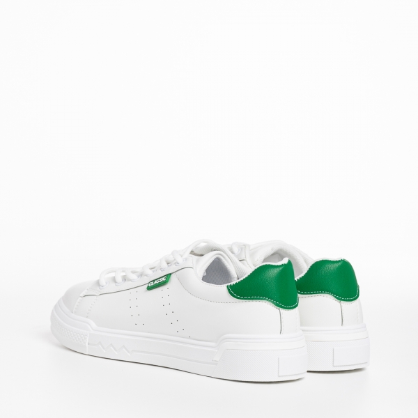 Pantofi sport dama albi cu verde din piele ecologica Ruba, 4 - Kalapod.net