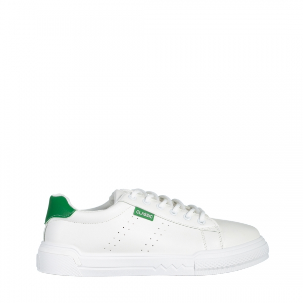 Pantofi sport dama albi cu verde din piele ecologica Ruba, 2 - Kalapod.net
