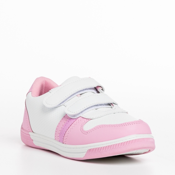 Pantofi sport copii roz cu alb din piele ecologica Buddy, 3 - Kalapod.net
