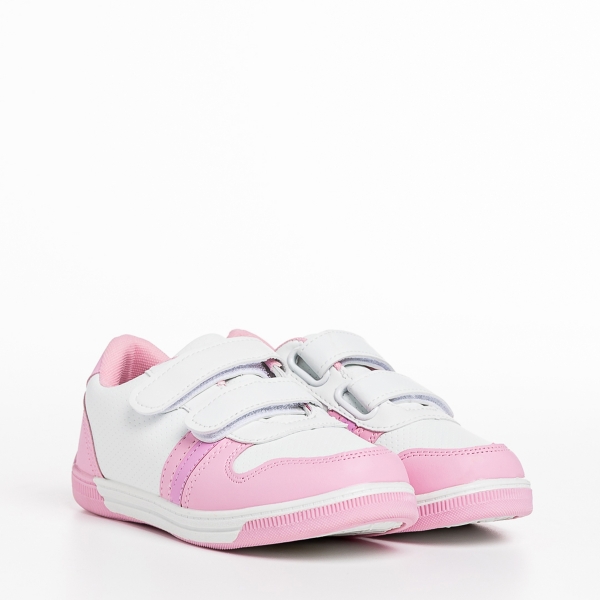 Pantofi sport copii roz cu alb din piele ecologica Buddy - Kalapod.net