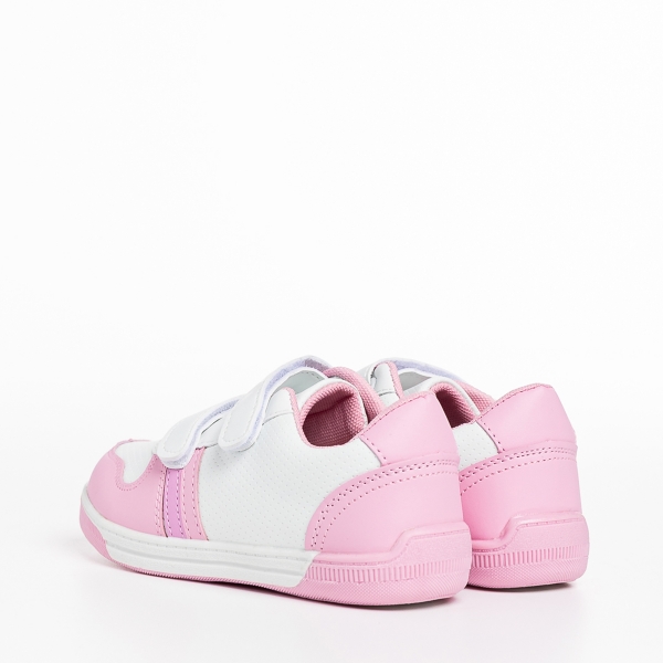 Pantofi sport copii roz cu alb din piele ecologica Buddy, 4 - Kalapod.net