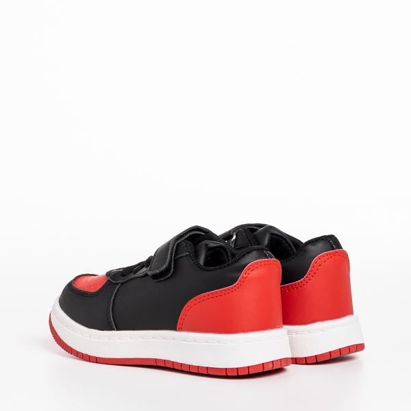 Pantofi sport copii rosii cu negru din piele ecologica Ponty, 4 - Kalapod.net