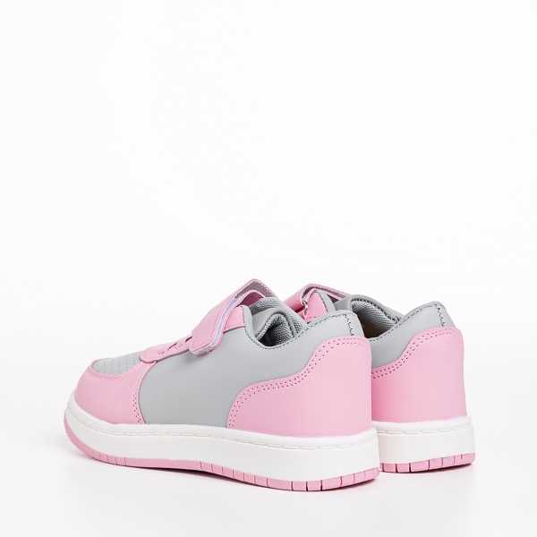 Pantofi sport copii roz cu gri din piele ecologica Ponty, 4 - Kalapod.net