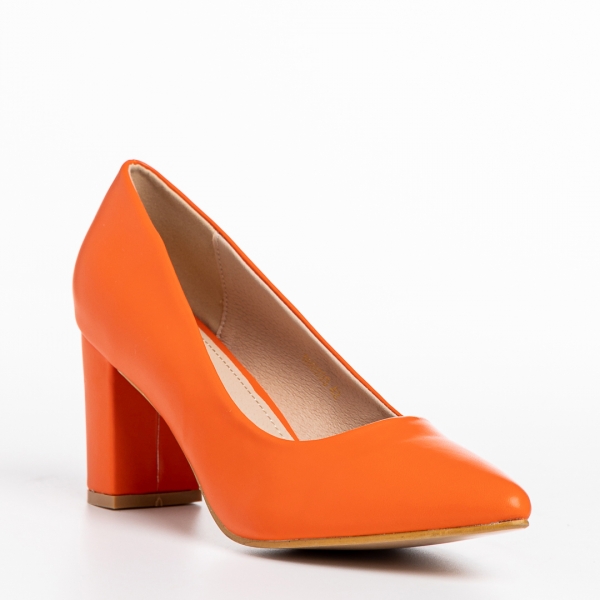 Pantofi dama portocali din piele ecologica Rissa - Kalapod.net