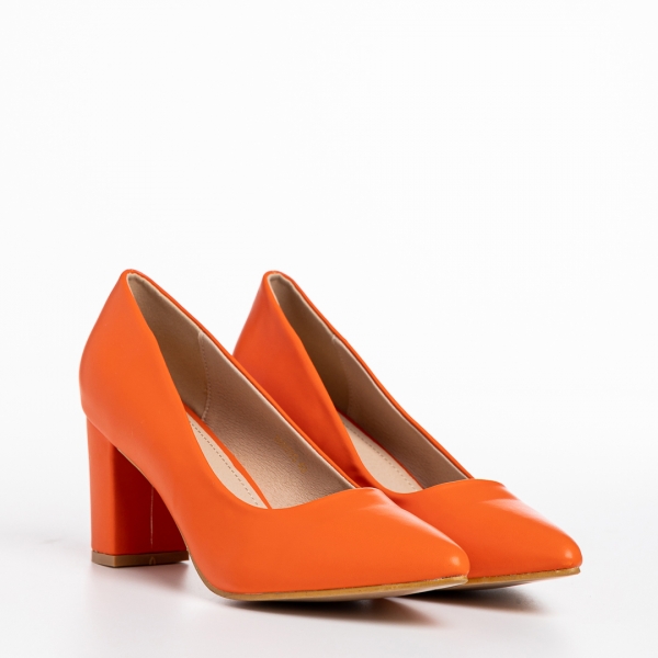 Pantofi dama portocali din piele ecologica Rissa, 3 - Kalapod.net
