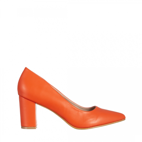 Pantofi dama portocali din piele ecologica Rissa, 2 - Kalapod.net