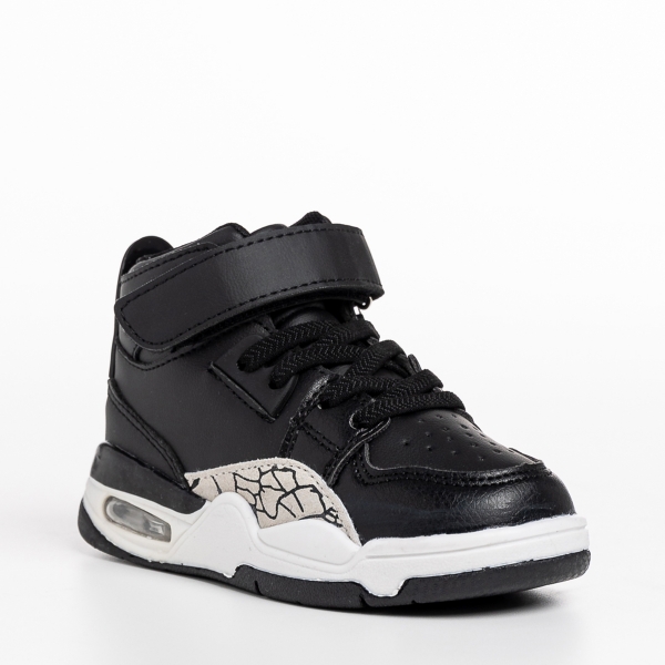 Pantofi sport copii negri din piele ecologica Jaxon - Kalapod.net