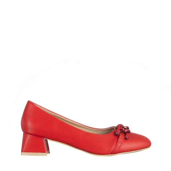 Pantofi dama rosii din piele ecologica cu toc Braulia, 2 - Kalapod.net
