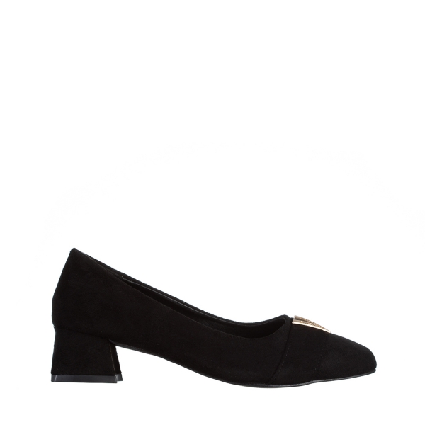 Pantofi dama negri din material textil cu toc Briella, 2 - Kalapod.net
