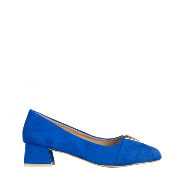Pantofi dama albastri din material textil cu toc Briella, 2 - Kalapod.net