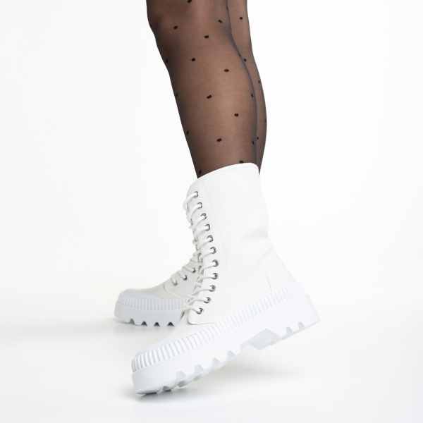 Pantofi sport dama albi din material textil Indira - Kalapod.net