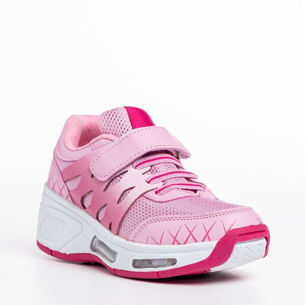 Pantofi sport copii roz cu role din piele ecologica Edwina, 4 - Kalapod.net