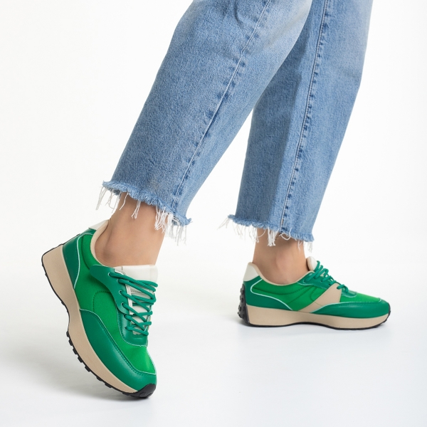 Pantofi sport dama verzi din piele ecologica si material textil Refugia, 4 - Kalapod.net