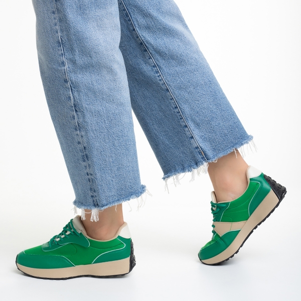 Pantofi sport dama verzi din piele ecologica si material textil Refugia, 5 - Kalapod.net