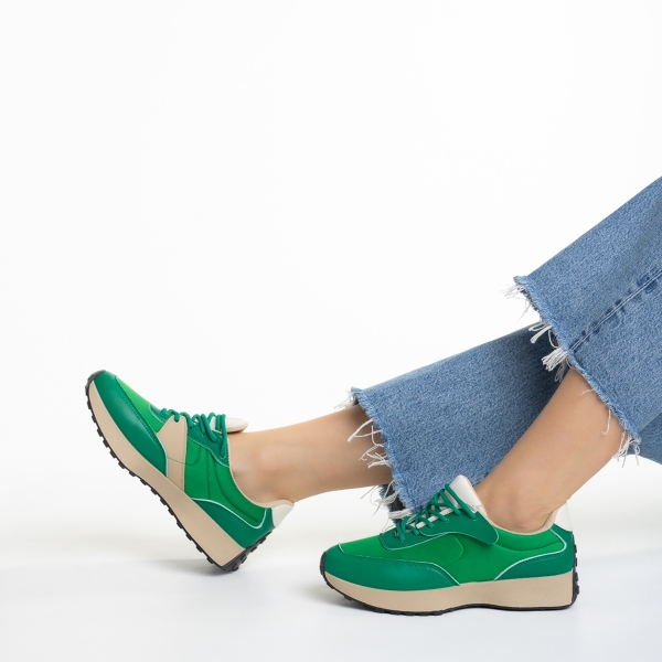 Pantofi sport dama verzi din piele ecologica si material textil Refugia - Kalapod.net