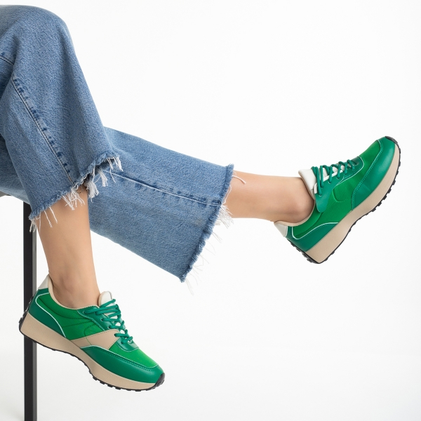 Pantofi sport dama verzi din piele ecologica si material textil Refugia, 6 - Kalapod.net