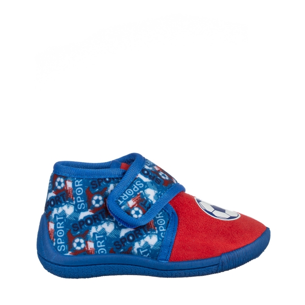 Papuci copii rosii cu albastru din material textil Solina, 2 - Kalapod.net