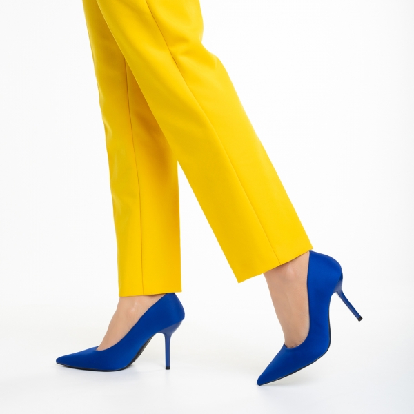 Pantofi dama albastri din material textil cu toc Emelda, 5 - Kalapod.net