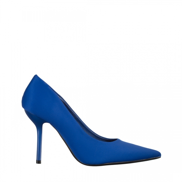 Pantofi dama albastri din material textil cu toc Emelda, 2 - Kalapod.net