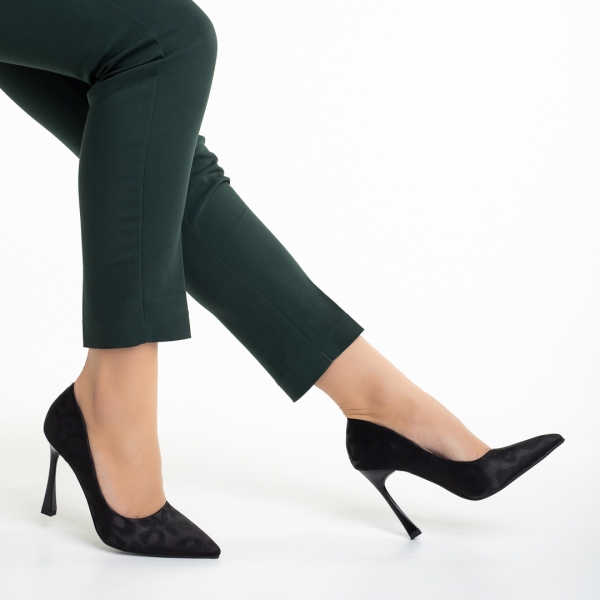 Pantofi dama negri din material textil cu toc Zaida - Kalapod.net