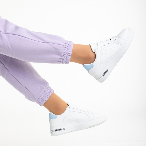 Pantofi sport dama albi cu albastri din piele ecologica Denesha, 3 - Kalapod.net
