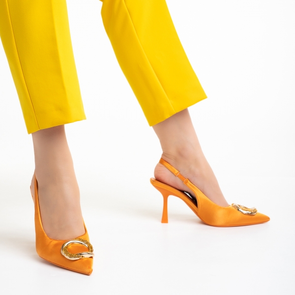 Sandale dama portocalii din material textil Caelin, 6 - Kalapod.net