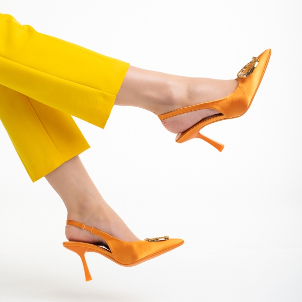 Sandale dama portocalii din material textil Caelin - Kalapod.net