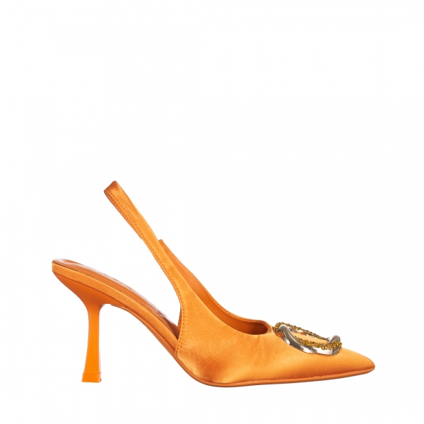Sandale dama portocalii din material textil Caelin, 2 - Kalapod.net