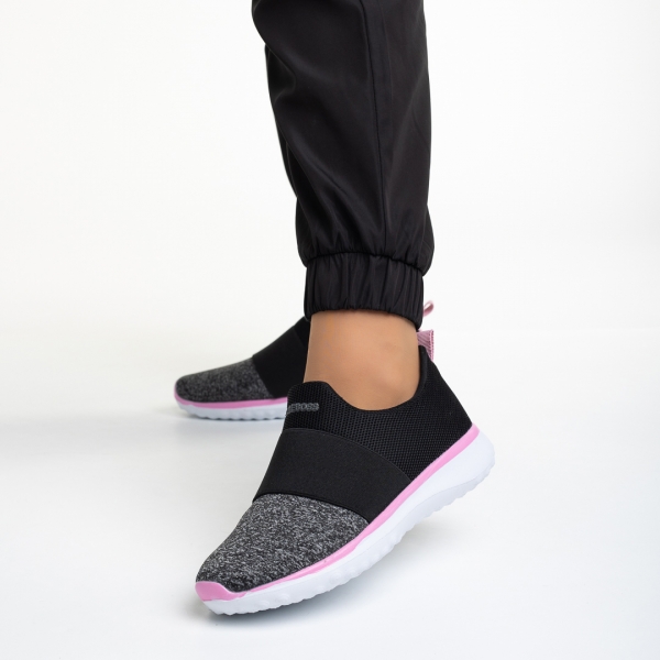 Pantofi sport dama negri cu gri din material textil Sisto - Kalapod.net