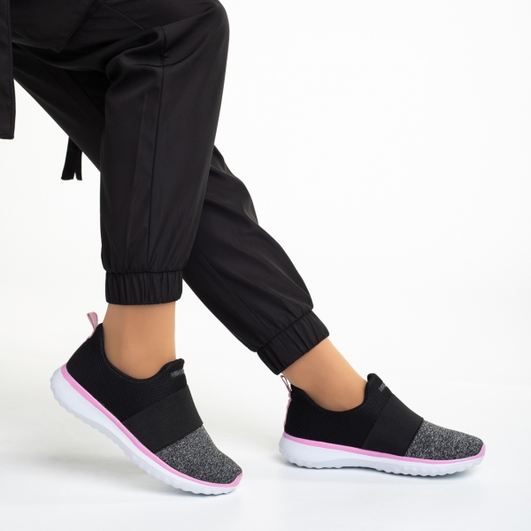 Pantofi sport dama negri cu gri din material textil Sisto, 5 - Kalapod.net