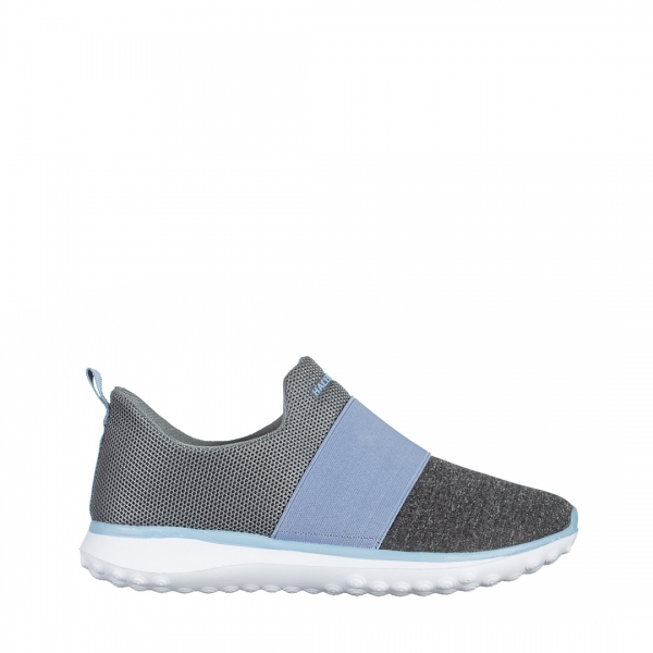 Pantofi sport dama gri cu albastru din material textil Sisto, 2 - Kalapod.net