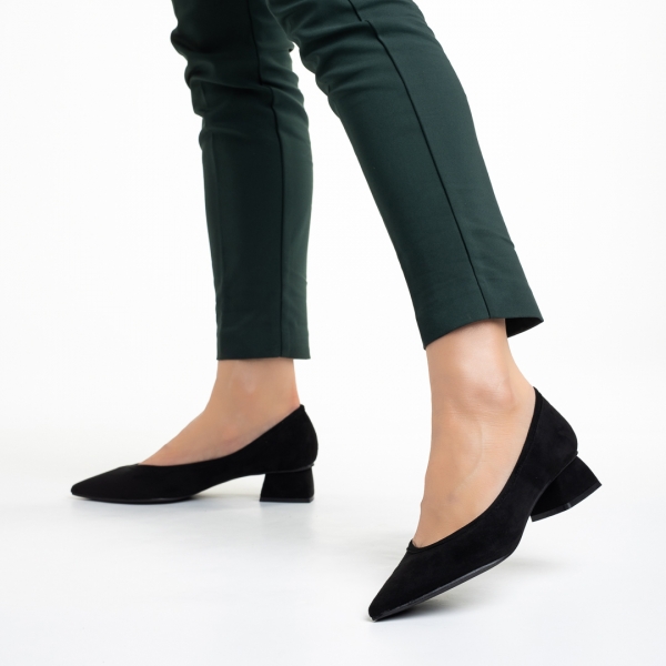 Pantofi dama negri din material textil cu toc Ziva - Kalapod.net