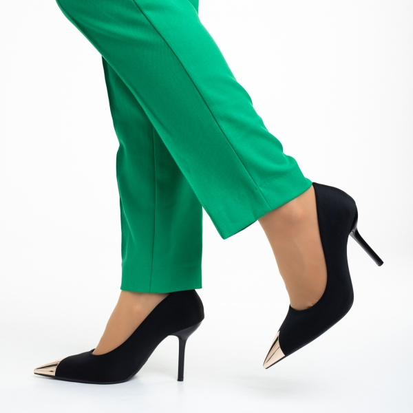 Pantofi dama negri din material textil cu toc Melany, 4 - Kalapod.net